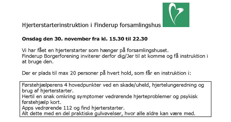 Hjerterstarterinstruktion i Finderup forsamlingshus