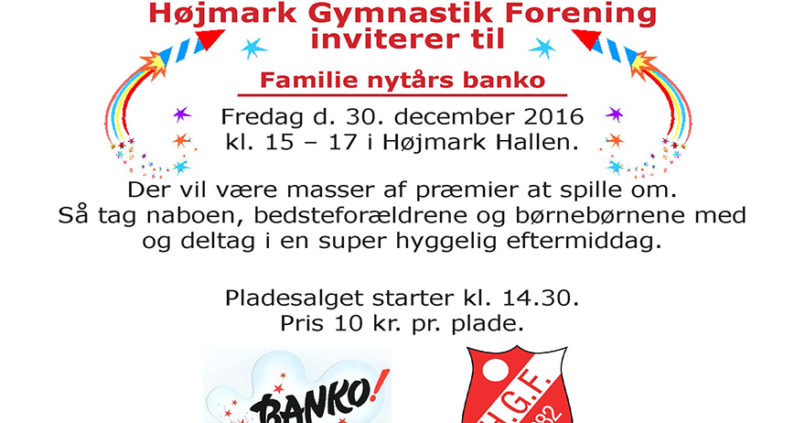 Nytårsbanko 30-12-2016