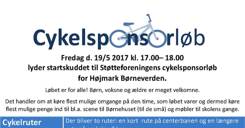 Cykelsponsorløb Fredag, 19/5-2017