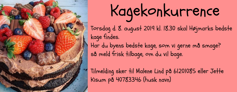 Kagekonkurrence torsdag d. 8 august kl: 18:30