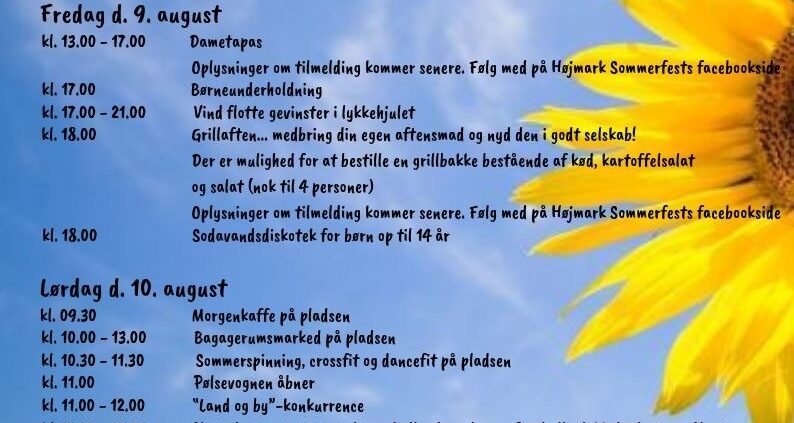 Programmet for Højmark Sommerfest 2019